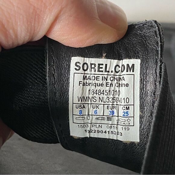 SOREL Women's Out ‘N About Plus leather black flats sandals sling back 8 - Picture 8 of 8